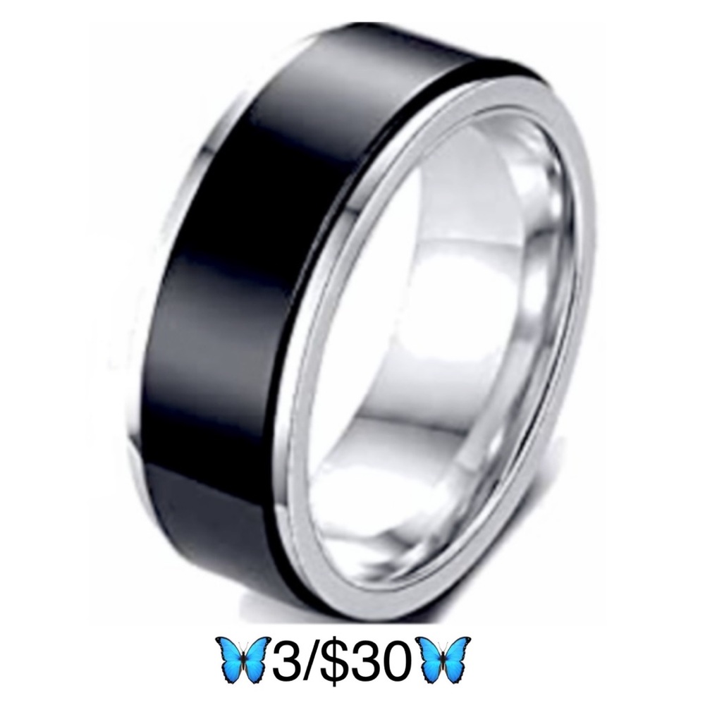 🦋3/$30🦋 Stainless Steel Unisex Black & Silver Tone Fidget Spinner Ring